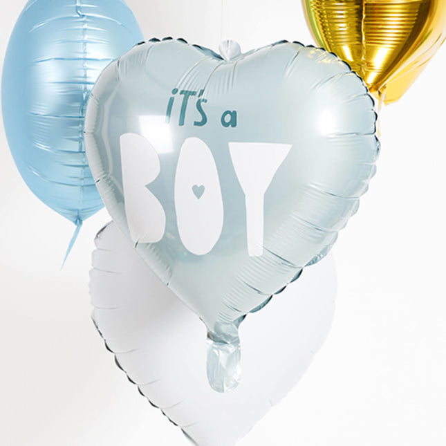 Helium Ballon Hart It'S A Boy Blauw Leeg 45cm