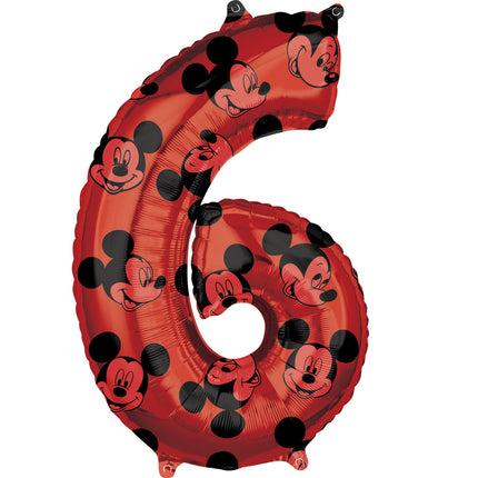 Mickey Mouse Helium Ballon Cijfer 6 66cm leeg