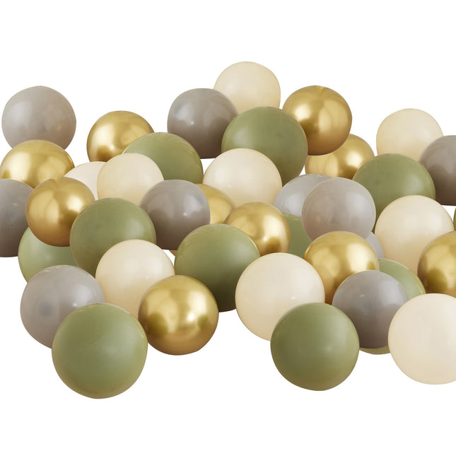 Groen Goud Grijs Beige Ballonnen 13cm 40st