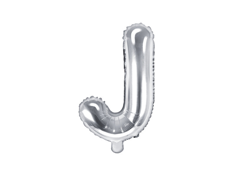 Folie Ballon Letter J Zilver Leeg 35cm