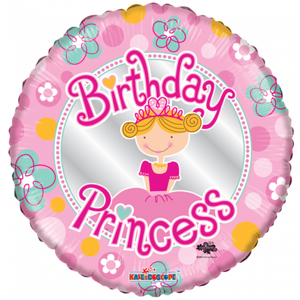 Helium Ballon Birthday Princess 45cm leeg