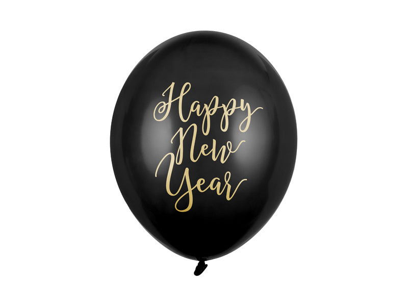 Zwarte Happy New Year Ballonnen 30cm 6st