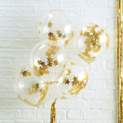 Gouden Confetti Ballonnen Sterren 30cm 5st