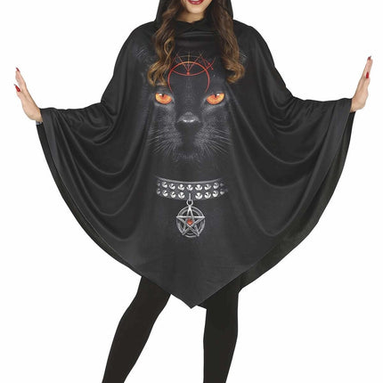 Kat Halloween poncho Dames