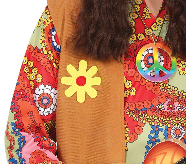 Hippie 60S Kostuum Gekleurd Heren Met Bruin Vest