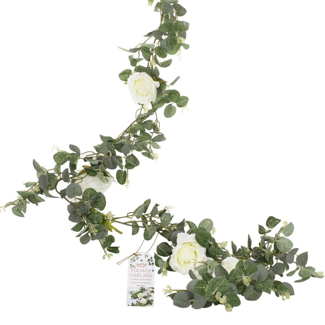 Bloemen Slinger Eucalyptus & Witte Rozen 2m