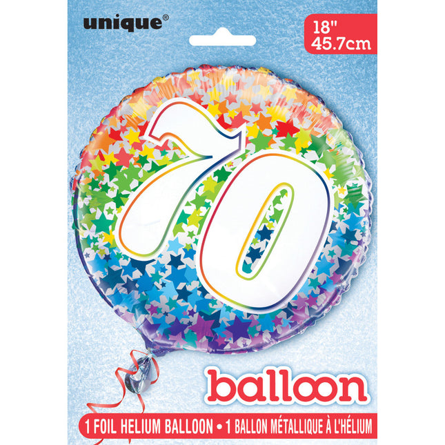 Helium Ballon 70 Jaar Sterren 45cm leeg