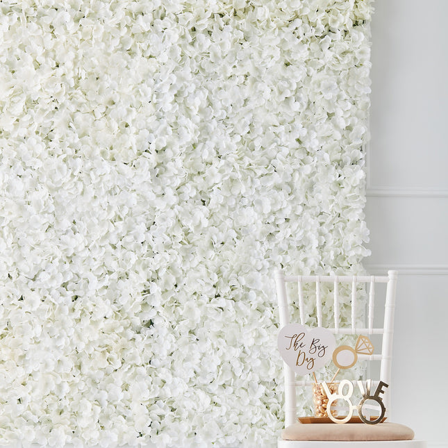 Witte Wanddecoratie Bloemen 63cm