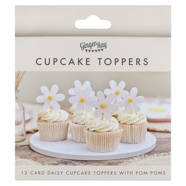 Babyshower Cupcake Toppers Madeliefjes 12st