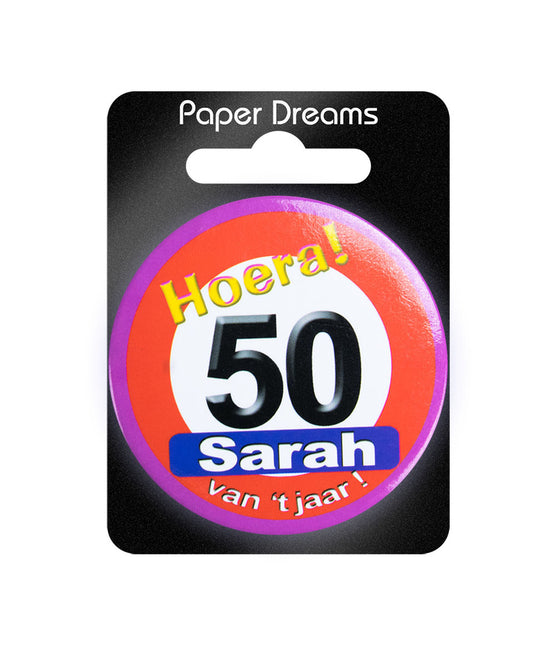 50 Jaar Button Sarah Verkeersbord 5,5cm