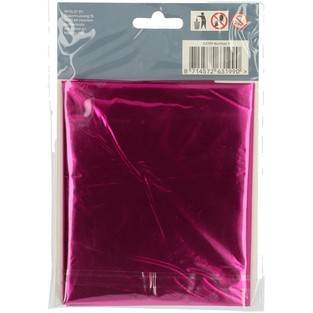 Folie Ballon Cijfer 9 Fuchsia Metallic XL 86cm leeg