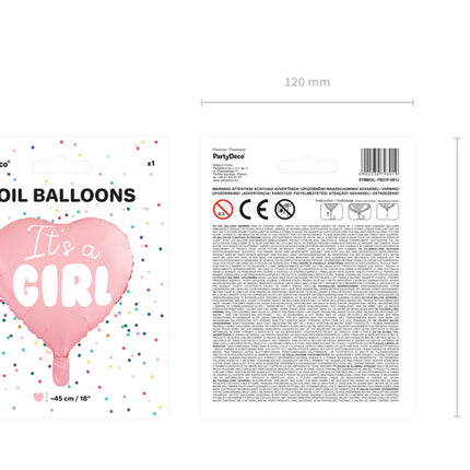 Helium Ballon Hart It'S A Girl Leeg 45cm