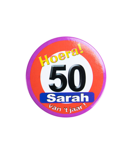 50 Jaar Button Sarah Verkeersbord 5,5cm