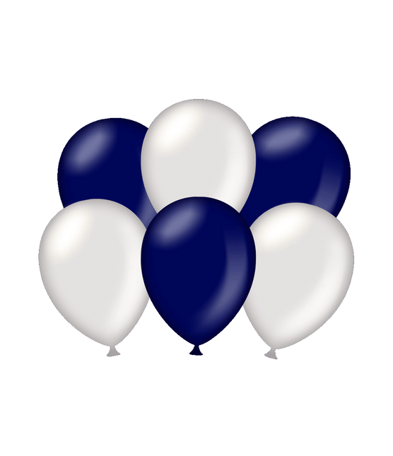 Ballonnen Zilver/Donker Blauw Metallic 30cm 6st