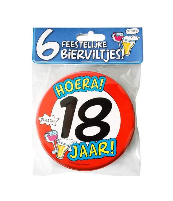 Bierviltjes 18 Jaar 12,5cm 6st