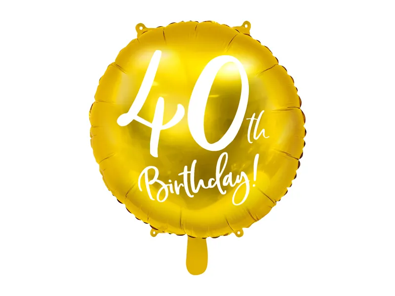 Helium Ballon 40Th Birthday Goud Leeg 45cm