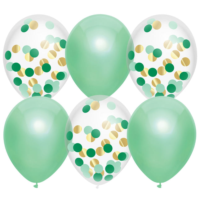 Ballonnen Confetti Mint 30cm 6st