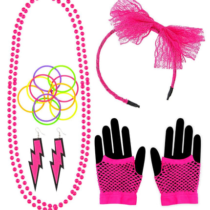 Neon 80S Accessoireset Roze 5 delig