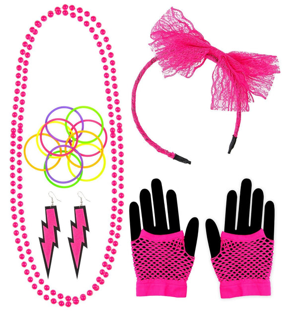 Neon 80S Accessoireset Roze 5 delig