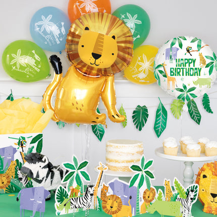 Helium Ballon Happy Birthday Safari 45cm leeg