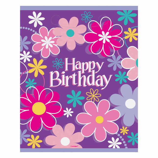 Bloemen Uitdeelzakjes Happy Birthday 8st