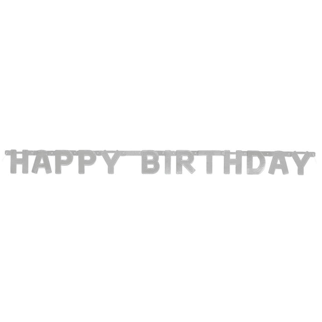 Letterslinger Happy Birthday Zilver Metallic 1,2m