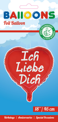 Helium Ballon Hart Ich Liebe Dich 45cm leeg