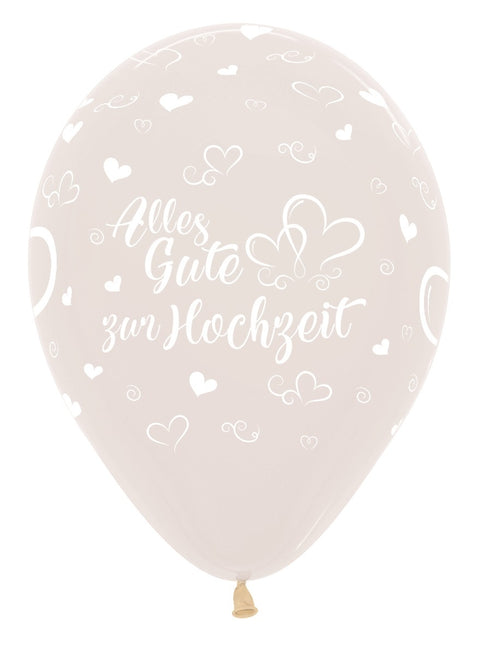 Ballonnen Alles Gute zur Hochzeit Hearts Crystal Clear 30cm 25st