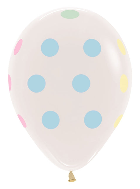 Ballonnen Pastel Polka Dots Clear 30cm 25st