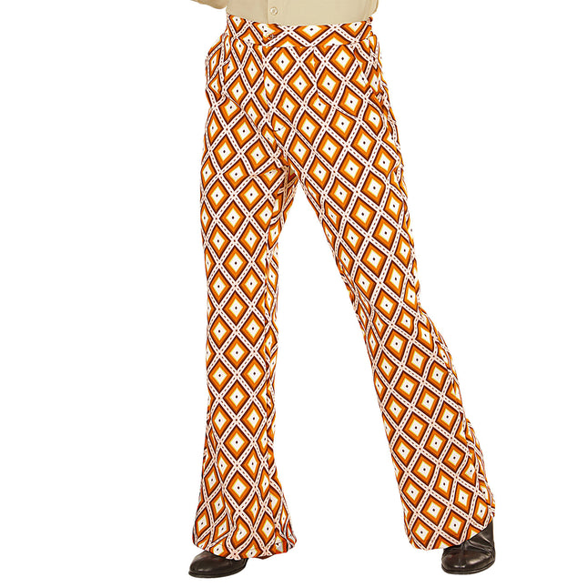 Disco 70S Broek Oranje Heren Ruit