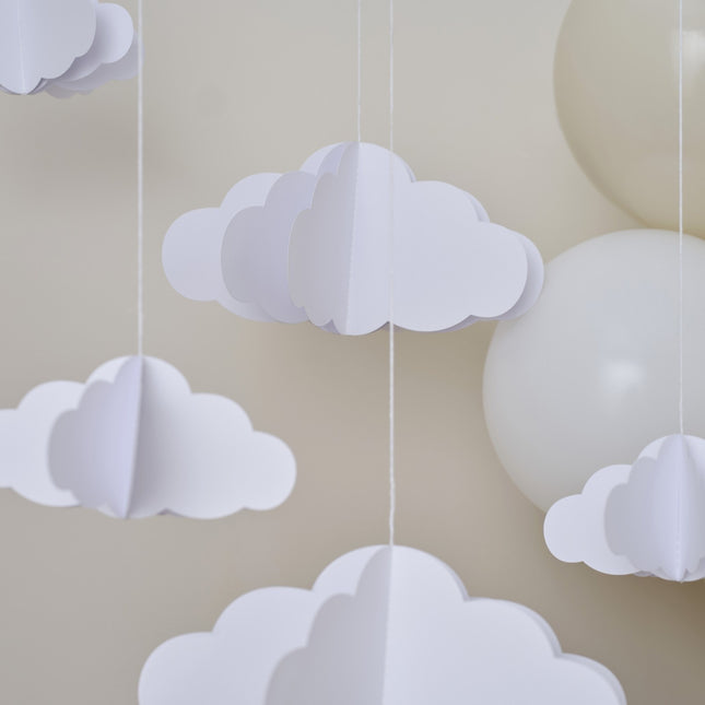 Hangdecoratie Wolken 3D 15cm 5st