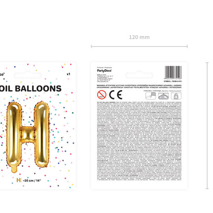 Folie Ballon Letter H Goud Leeg 35cm