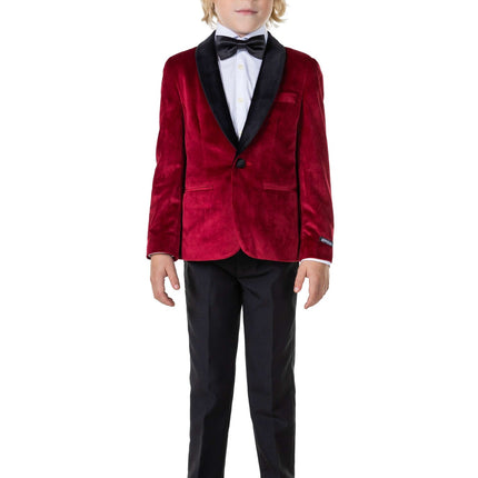 Bordeaux Rode Velvet Blazer Jongen OppoSuits