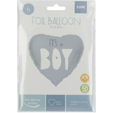 Helium Ballon Hart It'S A Boy Blauw Leeg 45cm