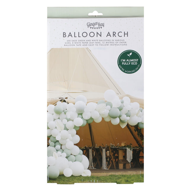 Wit Saliegroen Ballonnenboog XL DIY Set