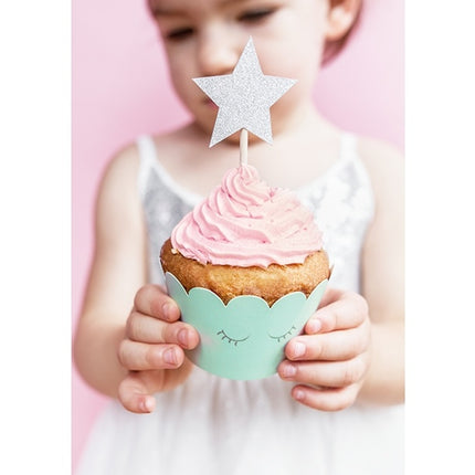 Cupcake Toppers Ster Zilver 6st