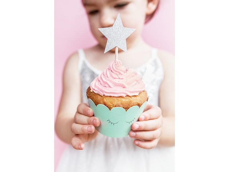 Cupcake Toppers Ster Zilver 6st