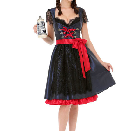 Dirndl Jurk Oktoberfest Zwart Rode Strik