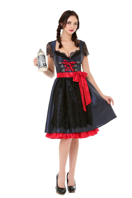 Dirndl Jurk Oktoberfest Zwart Rode Strik