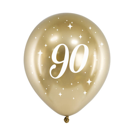 Ballonnen 90 Jaar Goud 30cm 6st