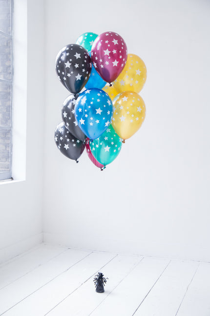 Gekleurde Ballonnen Metallic Sterren 30cm 12st