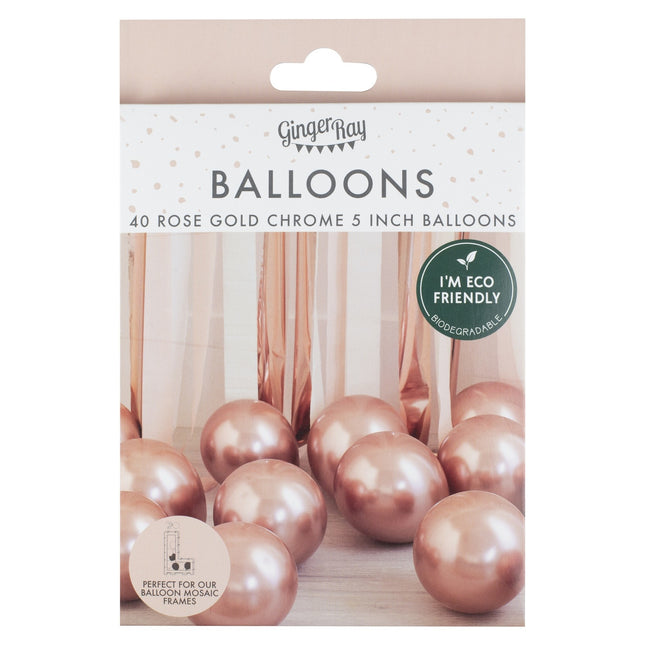 Rose Gouden Ballonnen Chroom 13cm 40st