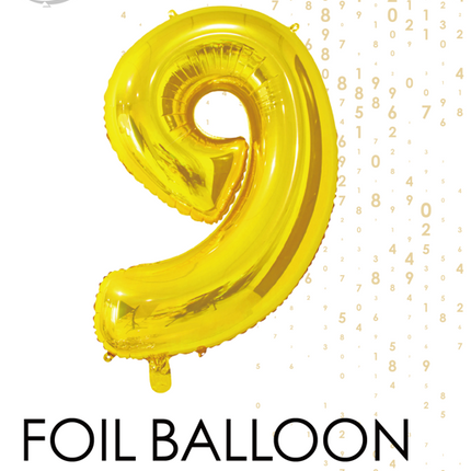 Folieballon Cijfer 9 Goud 66cm