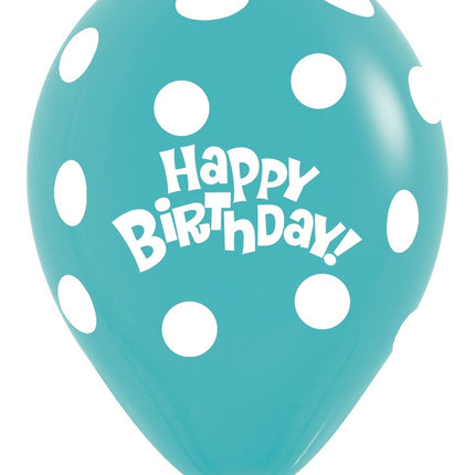 Ballonnen Birthday Dots Caribbean Blue 30cm 25st