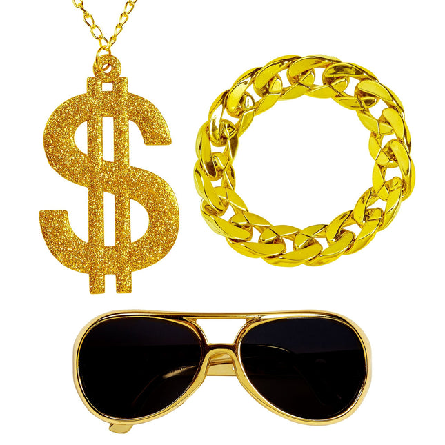 Rapper Accessoireset Goud 3 delig