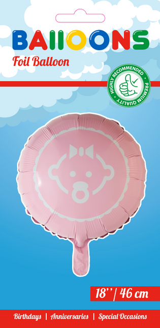 Helium Ballon Baby Girl Lichtroze 45cm leeg