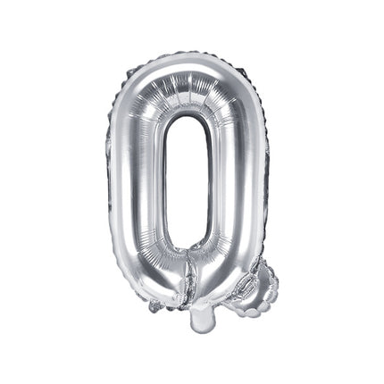 Folie Ballon Letter Q Zilver Leeg 35cm