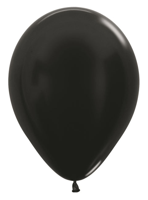 Ballonnen Metallic Black 30cm 50st