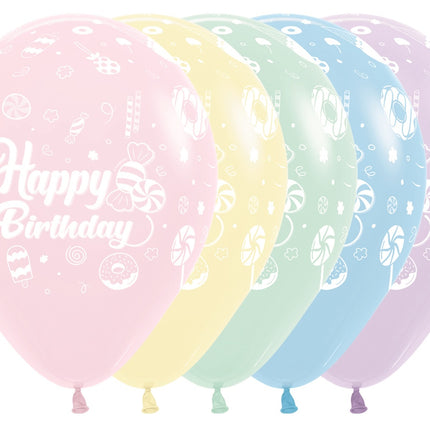 Ballonnen Happy Birthday Sweet Pastel Matte Mix 30cm 25st