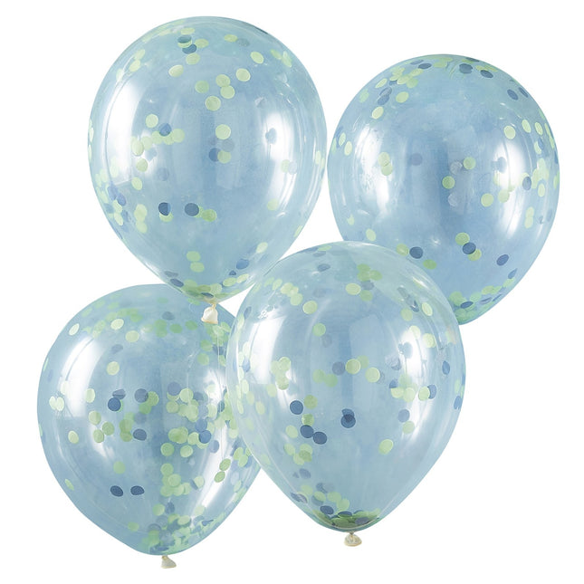 Confetti Ballonnen Blauw/Groen 30cm 5st